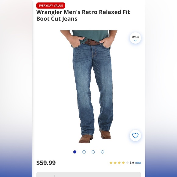 Wrangler Retro Relaxed Boot Cut Jeans with Classic Stitching - size 34/32 - Picture 7 of 7